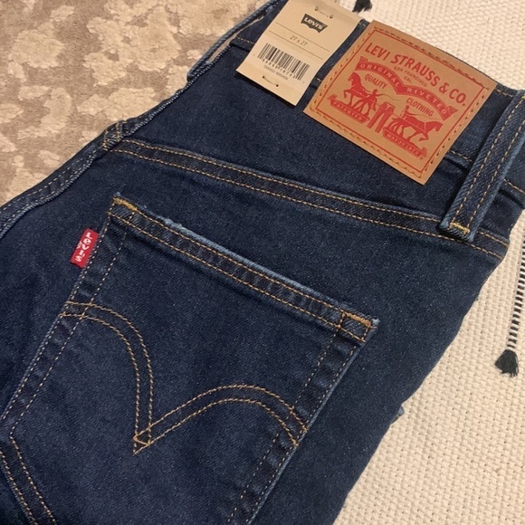 Levi's Ribcage Straight Ankle Jeans distressed dark Wash buttons fly NWT size 27 - Picture 10 of 16